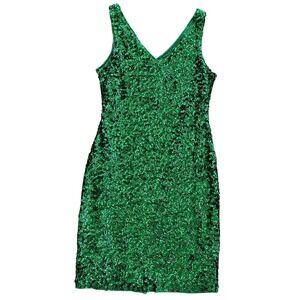 PrettyGuide Womens Emerald Green Sequin V-Neck Sleeveless Cocktail Dress Size M